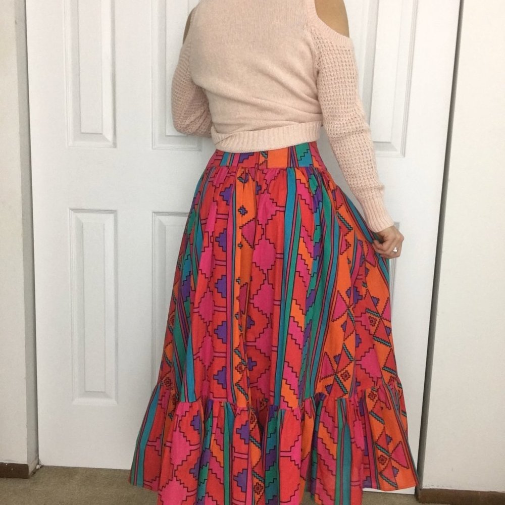 ❌sold❌Aztec Skirt Circle T Southwest Loud Geomet - Picture 2 of 8